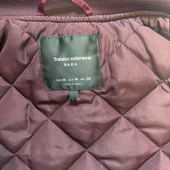 Zara Bomber jacket in Burgundy. - Picture 7 of 8